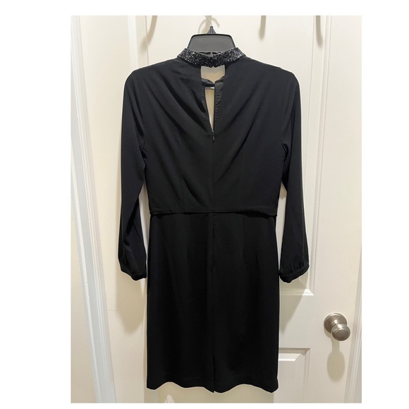 Halston Black Dress with Beaded Collar. Never worn, tags on - Picture 4 of 4